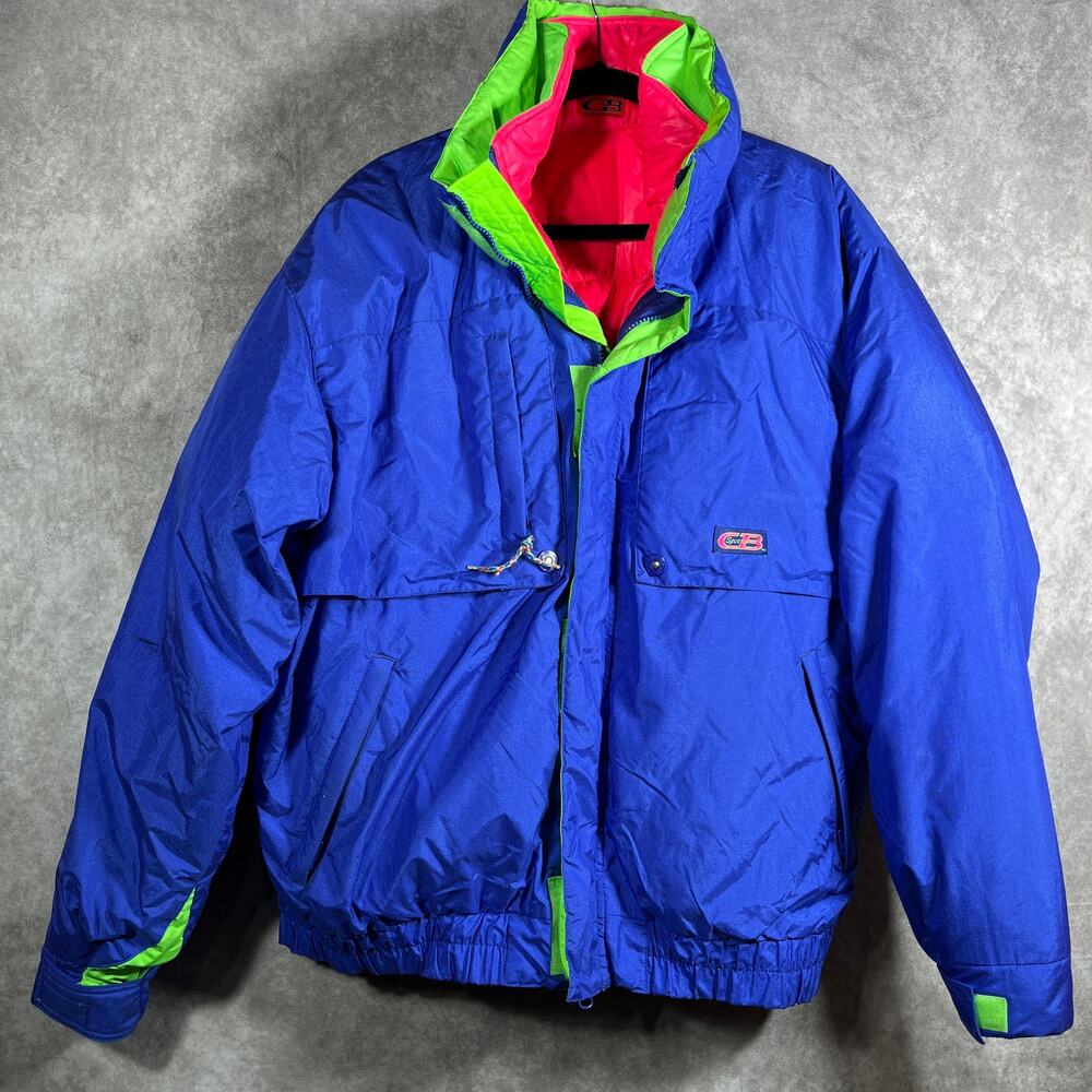 Cb Sport Down Puffer Jacket Mens Large Blue Zip Up Insulated Ski Outdoor 90s Y2k